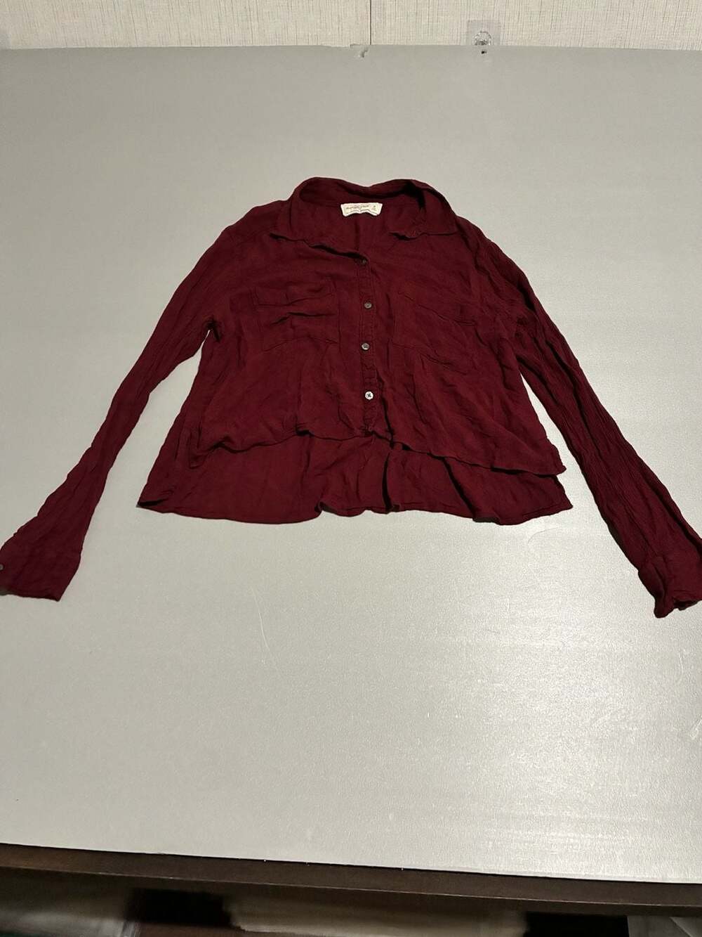 Abercrombie & Fitch Button-Down Shirt Size M Burgundy Long Sleeve